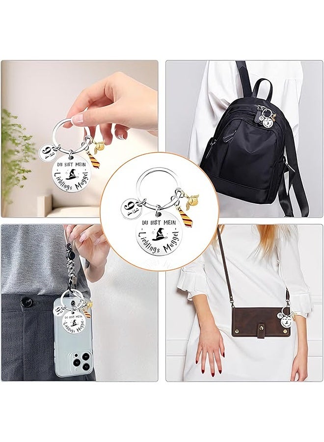 Harry Wizardry Keychain, You Are My Favorite Muggle Keychain with Golden Ball, Small Tie, Number Pendant, Gifts Key Chain for Lovers Theme - Image 5